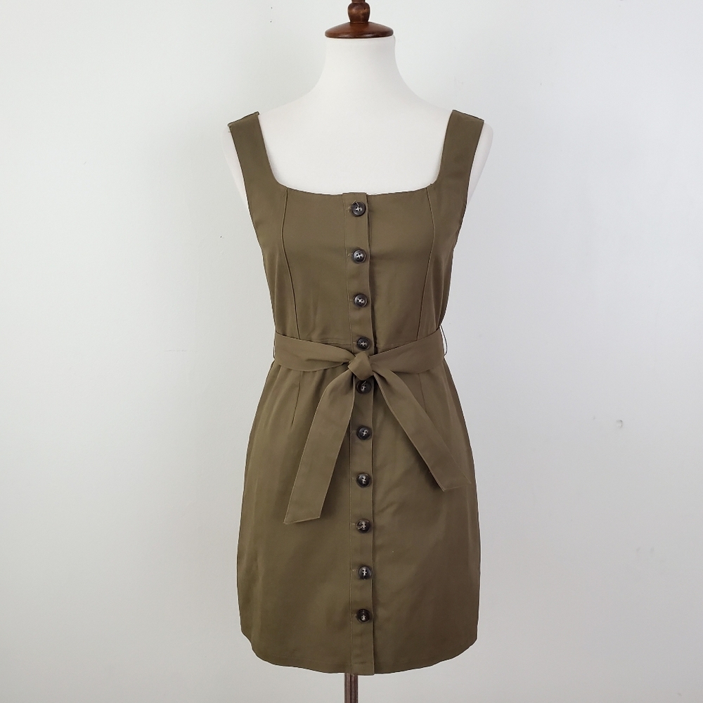 Wild Honey Olive Button Front Dress